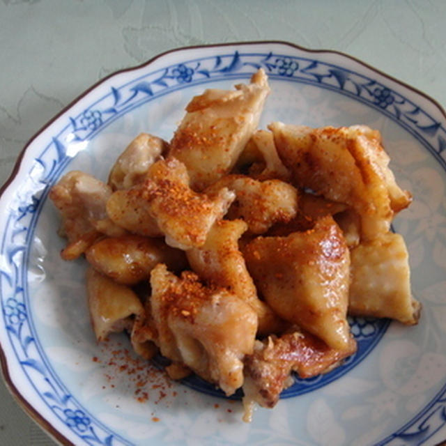 鶏皮のにんにく醤油炒め★七味がけ★★★