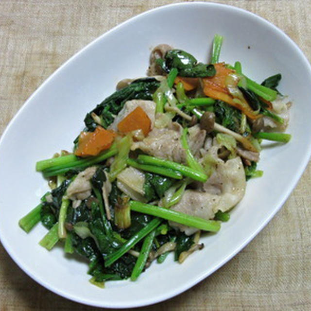 ほうれん草と豚肉のオイスターソース炒め