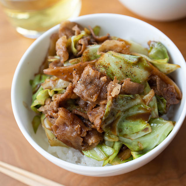 【レシピ】豚バラキャベツの甘味噌炒め丼