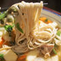 ■菜園料理【たっぷりの根菜と山菜のお蕎麦】ヘルシー！美味しい♪