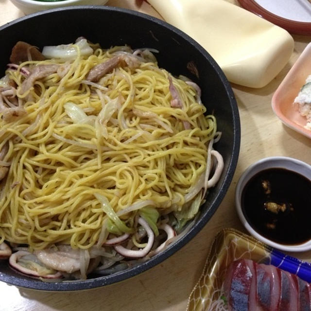 塩焼きそばで晩酌