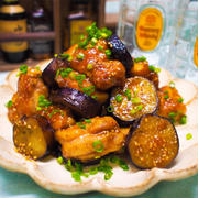 【レシピ】鶏もも肉とナスの甘酢炒め！