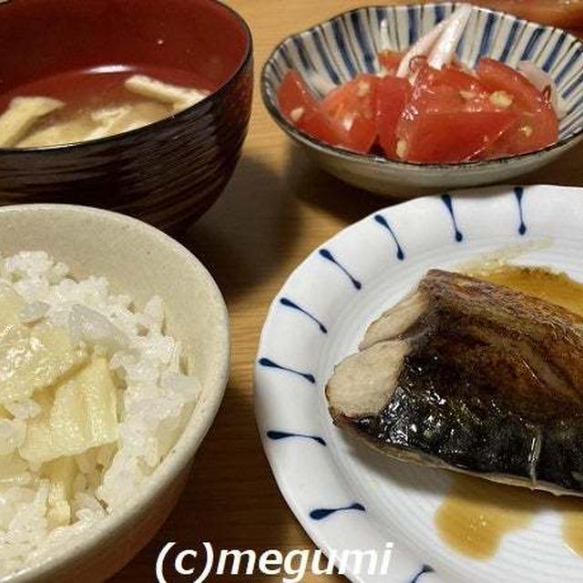 たけのこご飯とサバの塩焼き