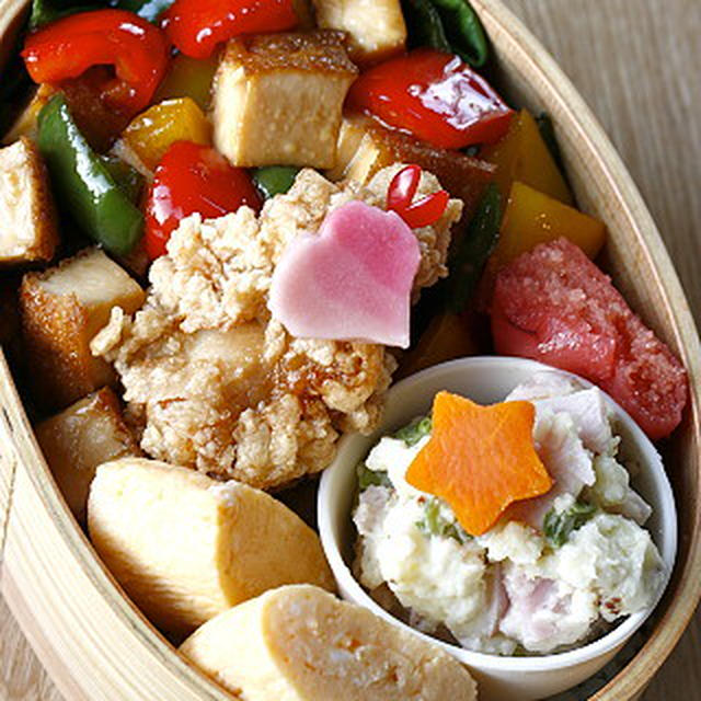 ■　厚揚げと赤黄緑ピーマンのスイチリ丼弁当　■