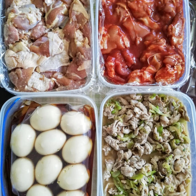【作りおき】唐揚げ、ヤンニョム、塩豚、煮卵など