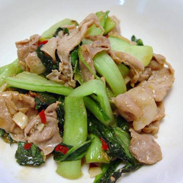 豚肉と青梗菜のピリ辛にんにく炒め