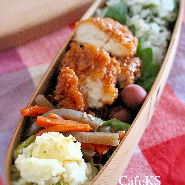 チキン南蛮入りの簡単、夫のお弁当