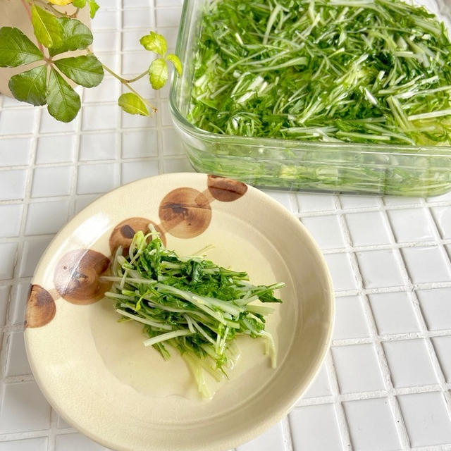 レンジ＋白だしで簡単！「水菜のおひたし」の作り置き