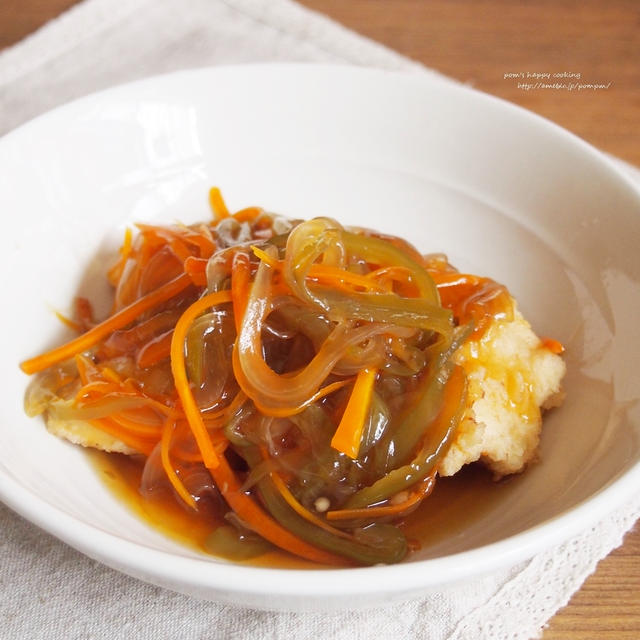 唐揚げのたっぷり野菜の甘酢餡かけ