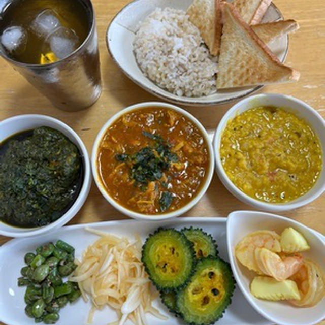珍しく豆カレーを作ってインド料理っぽい晩ご飯