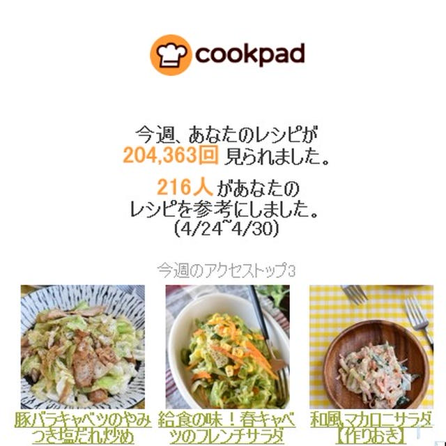 クックパッドさん週間レポート