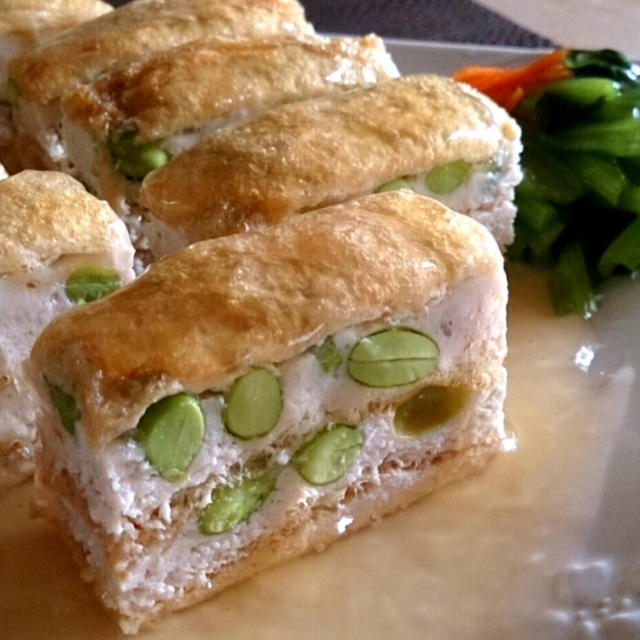 鶏ミンチと揚げのミルフィーユ風とおかず色々。