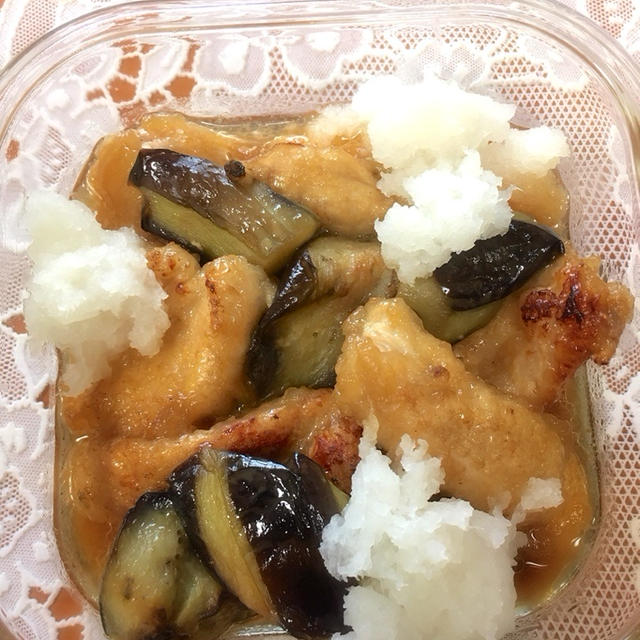 鶏肉となすのみぞれ煮、  娘と私の料理教室！