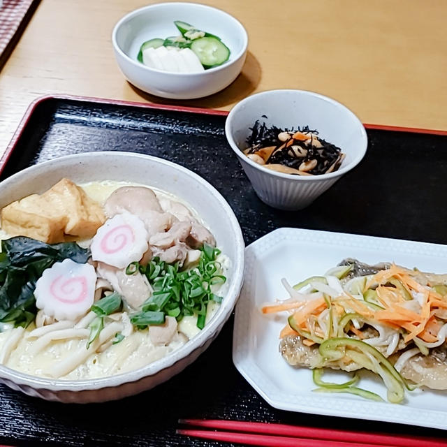 ”小田巻蒸し”と”アジの南蛮漬け”の晩ごはん
