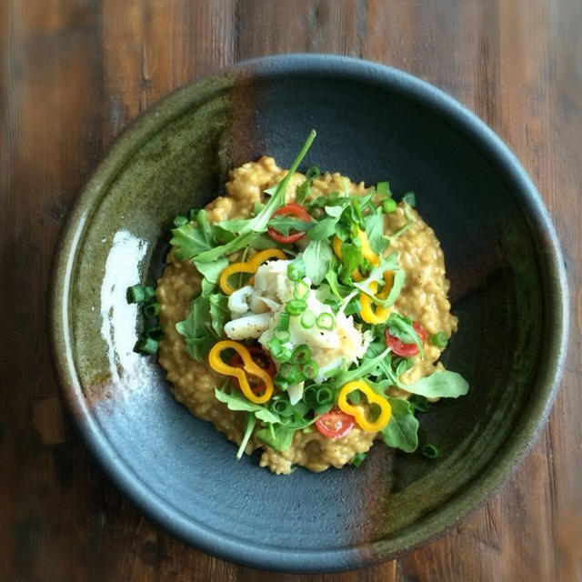 Cheesy Curry Risotto with Cod Saladチーズたっぷりカレーリゾット