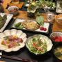 昨晩ごはん♪ まぐろの黒胡麻パン粉焼き・芹サラダ・空豆グリル