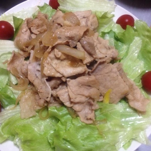 お鍋の後の雑炊、野菜たっぷり生姜焼き。