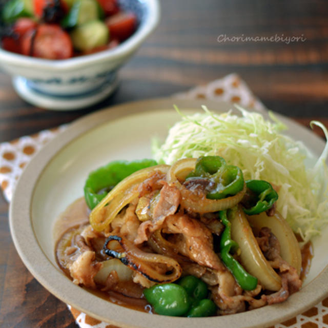 昼しょうが焼き、夜ガパオ。