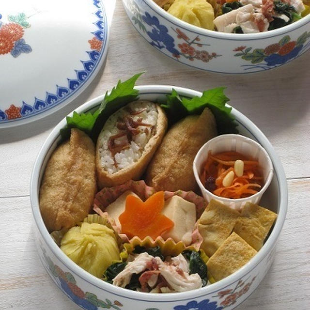 おいなりさん弁当と、残りもの和ンプレート♪