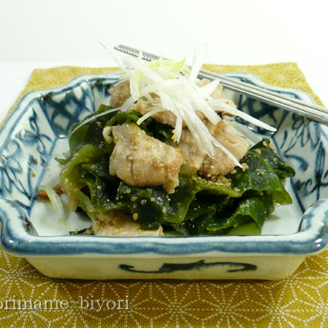 ミネラル補給☆豚肉とわかめのごま塩炒め