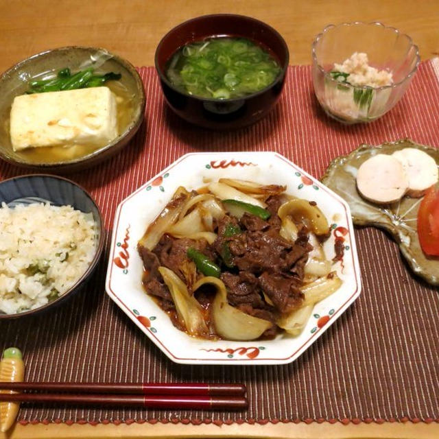 牛野菜炒め　と　なんちゃって揚げ出し豆腐の超時短料理