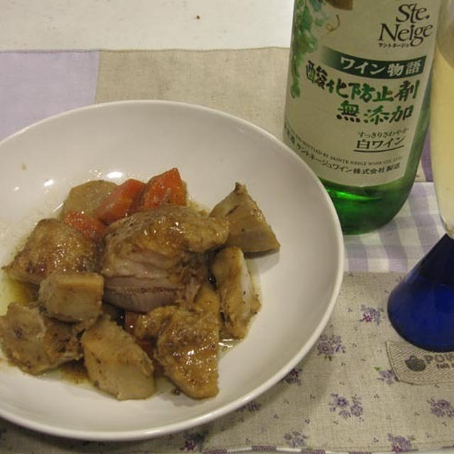 豚バラ肉と里芋の中華蒸し&白ワイン