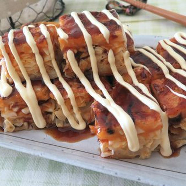 たまご焼き器で☆　キャベツだけのキューブ型お好み焼き