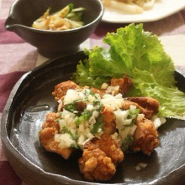 鶏のから揚げのねぎしそ塩だれがけ＆今日のお弁当