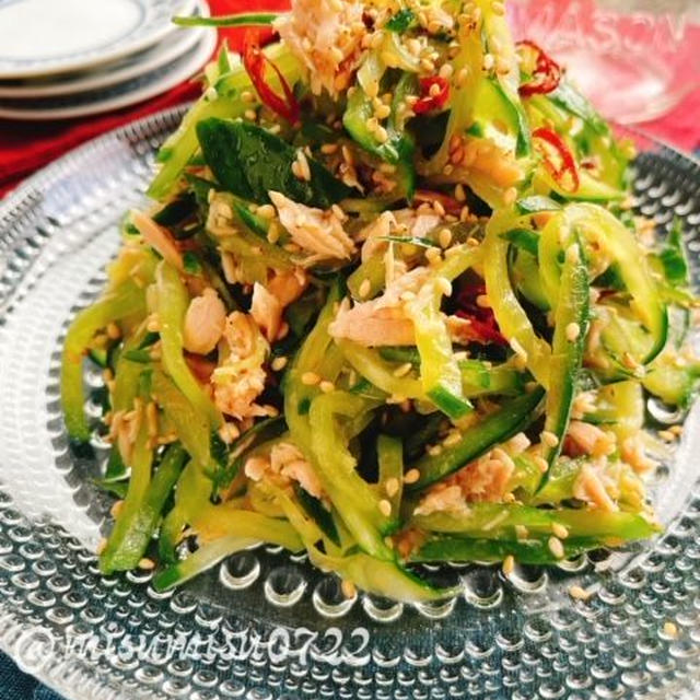 きゅうりツナのごま油和え(動画レシピ)/Sesame oil salad with Cucumber and Tuna.