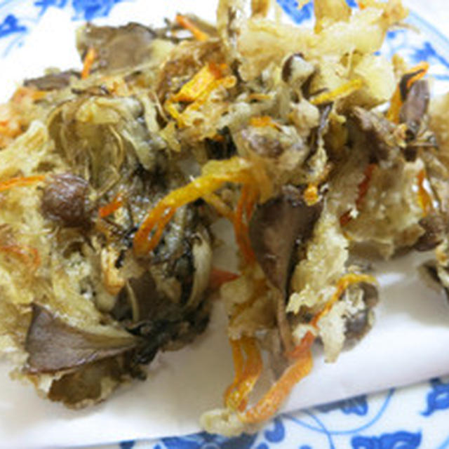干しキノコのかき揚げ