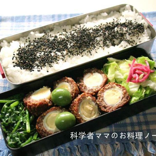 ゴマ入りスコッチエッグのお弁当☆品数が少ない時の工夫