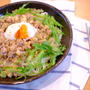 豚そぼろ温玉のっけ☆冷やしうどん♪