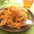 ランチに♪福神漬が隠し味の　ナポリタン風焼きパスタ
