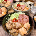 【ガッツリパワフル丼】鶏からサーモンハムステーキ丼でお腹いっぱい！