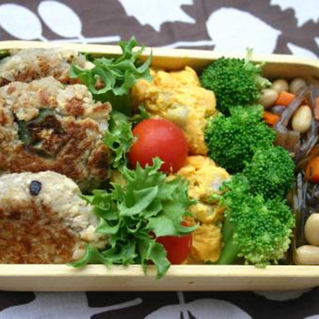 蓮根と豆腐のモチモチバーグのお弁当