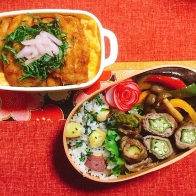 太刀魚丼・牛肉野菜巻き・芋菜飯弁当・メダカ＆カメの冬対策