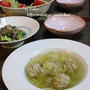 ◆鶏団子のごぼうスープと砂肝のピリ辛和え♪