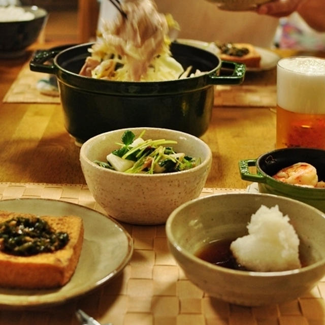 晩ごはん de ストウブ　いつもの豚バラのキャベツ蒸し　とメガネ