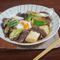 長ネギたっぷり！半熟卵と椎茸のあったか肉豆腐 by KOICHIさん