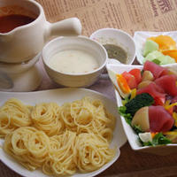 フォンデュ鍋でゆっくりさんもずっとあったかつけスパゲティー