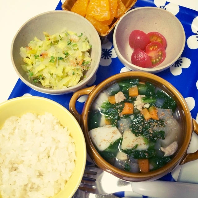息子の夜ごはん・旬の春キャベツ
