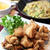 鶏のから揚げ、エノキと豆もやしの中華炒め
