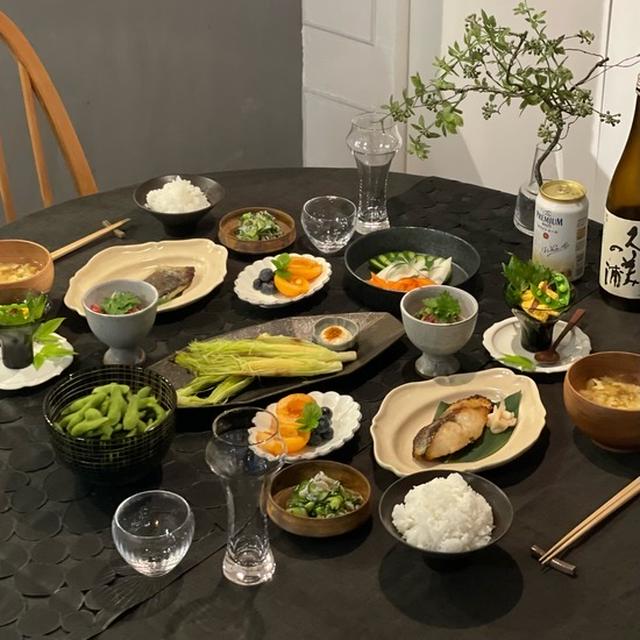 さわらの西京漬と、焼きヤングコーンと、ウニのようなビヨンド豆腐の夜ごはん