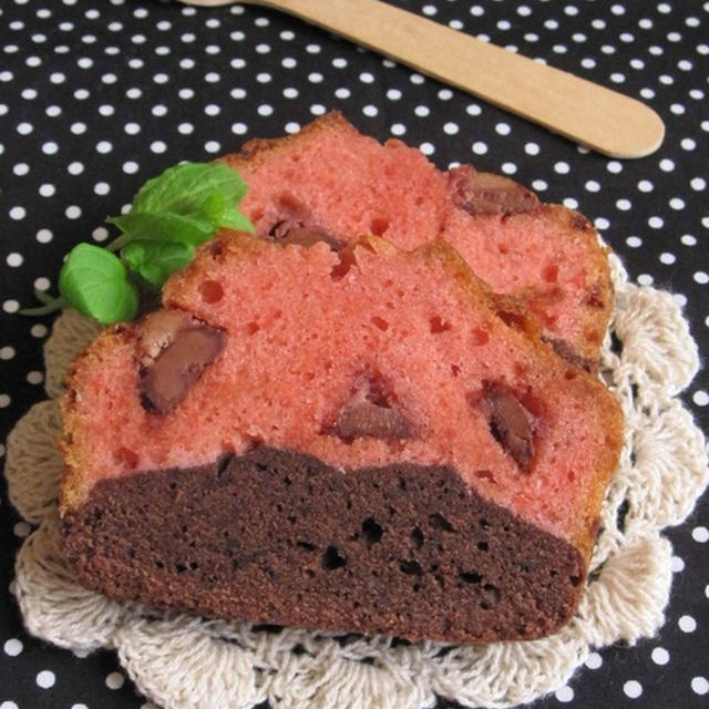 ココア&イチゴ☆“アポロ”なパウンドケーキ