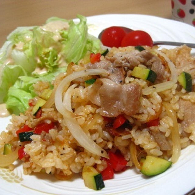 豚バラ肉で洋風マヨチャーハンレシピ☆