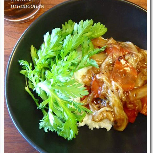 ひとりごはんに☆白菜とニンジンで中華丼