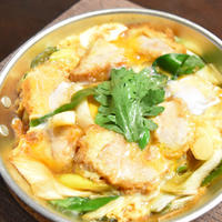 下仁田ねぎたっぷりのカツとじ煮＆カツとじ丼【ぐんまクッキングアンバサダー】食感がありつつ柔らかい下仁田ねぎたっぷりボリュームおかず。