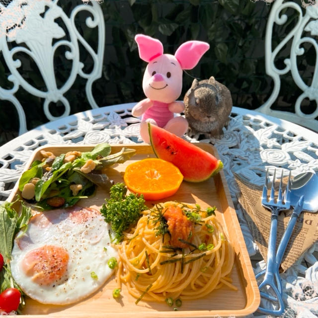 明太子スパゲティのワンプレートモーニング♪&あつまれどうぶつの森その後