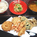 【献立】野菜天ぷら御膳☆自家製即席お漬物・豆腐の味噌汁付