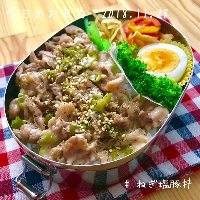 今日のお弁当・ねぎ塩豚丼・